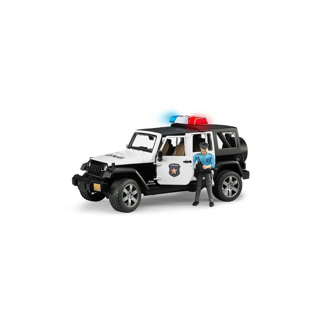 Bruder Jeep Wrangler Unlimited Rubicon Police vehicle with policeman and accessories