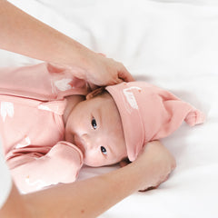 Motherswork x Le Petit Society Baby Organic Zip Sleepsuit in Swan Print
