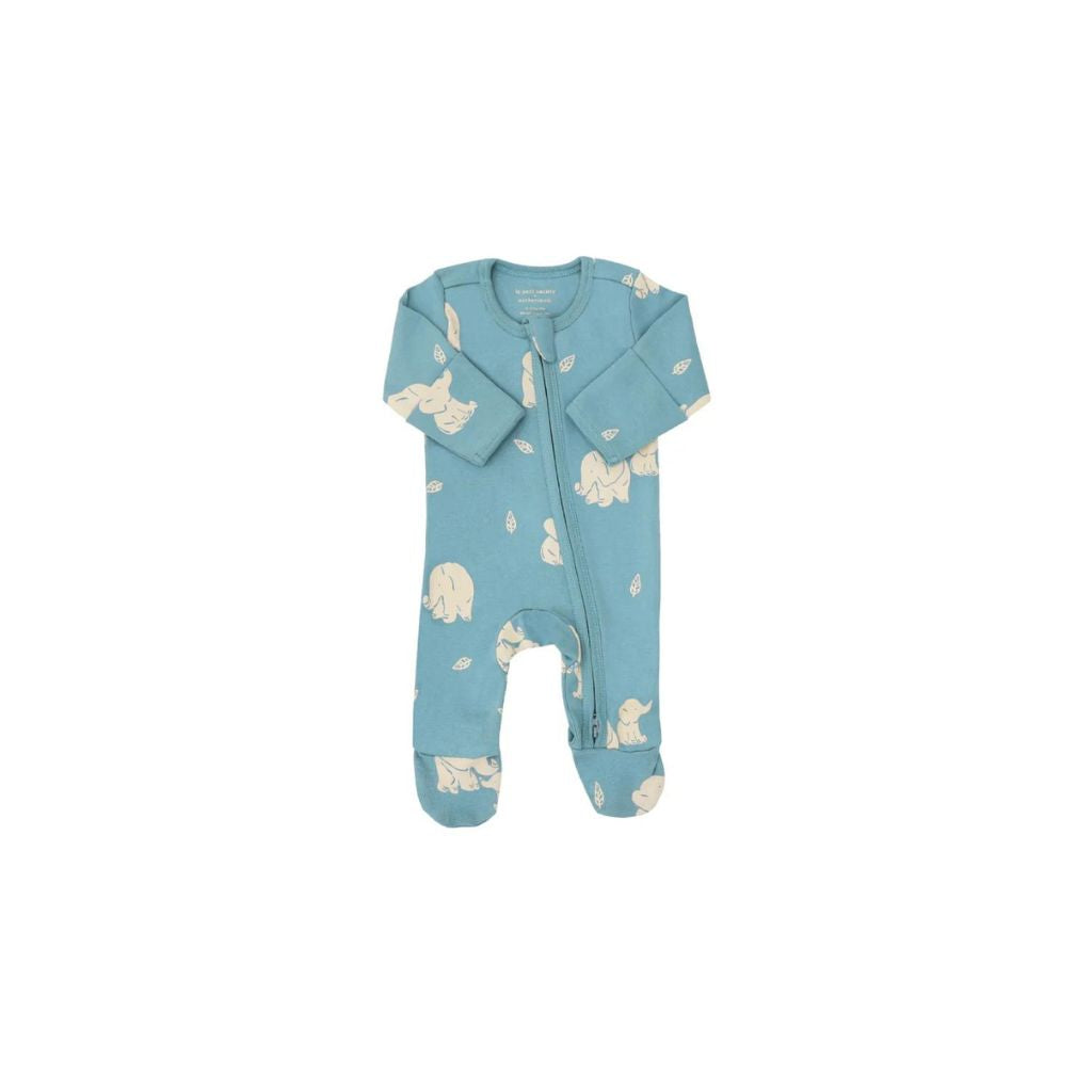 Motherswork x Le Petit Society Baby Organic Zip Sleepsuit in Elephant Print