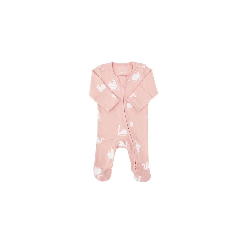 Motherswork x Le Petit Society Baby Organic Zip Sleepsuit in Swan Print