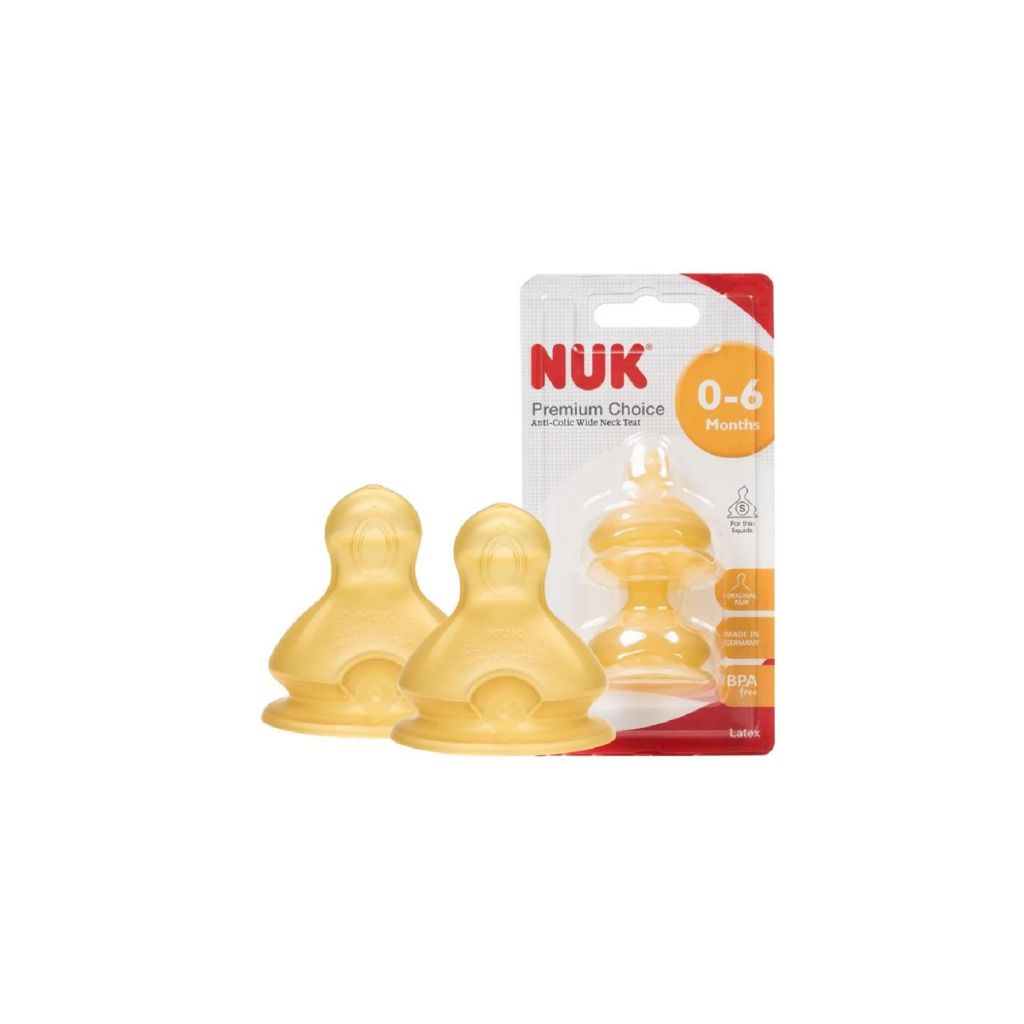 NUK Premium Choice Latex Teats Size 1 (0-6M) - 2pcs/pack