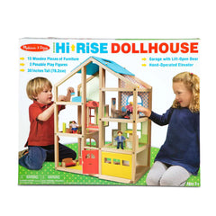 Melissa & Doug Hi-Rise Wooden Dollhouse and Furniture Set