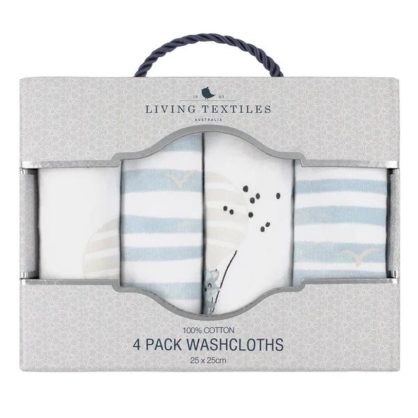 Living Textiles 4 Pack Wash Cloths