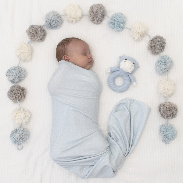 Living Textiles Jersey Swaddle & Rattle Gift Set