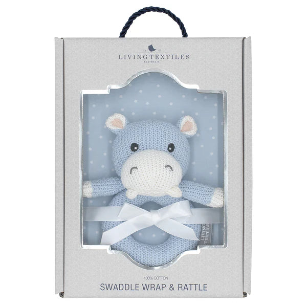 Living Textiles Jersey Swaddle & Rattle Gift Set