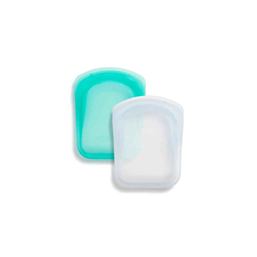 Stasher Reusable Silicone Pocket, Clear & Aqua, 2 Pack (118 ML each)