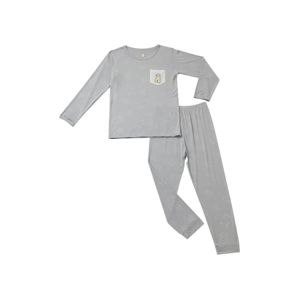 Baa Baa Sheepz Pyjamas Set Cute Big Star & Head - Grey