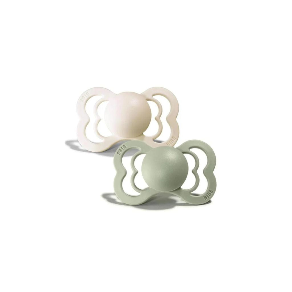 BIBS Supreme Latex Pacifier 2 Pack Ivory/Sage 0-6 Months