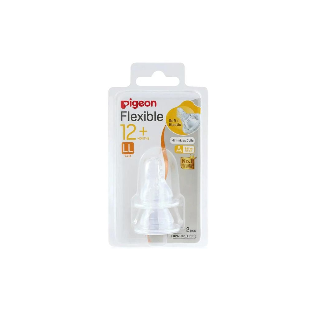 Pigeon Flexible Peristaltic Nipple Blister Pack, 2 Pc/Set (LL) 12m+