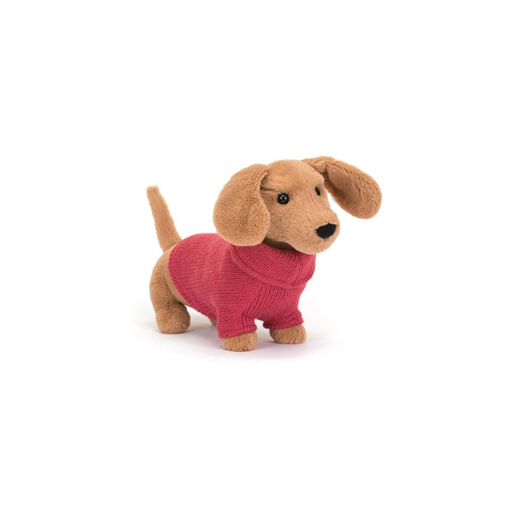 Jellycat Sweater Sausage Dog Pink