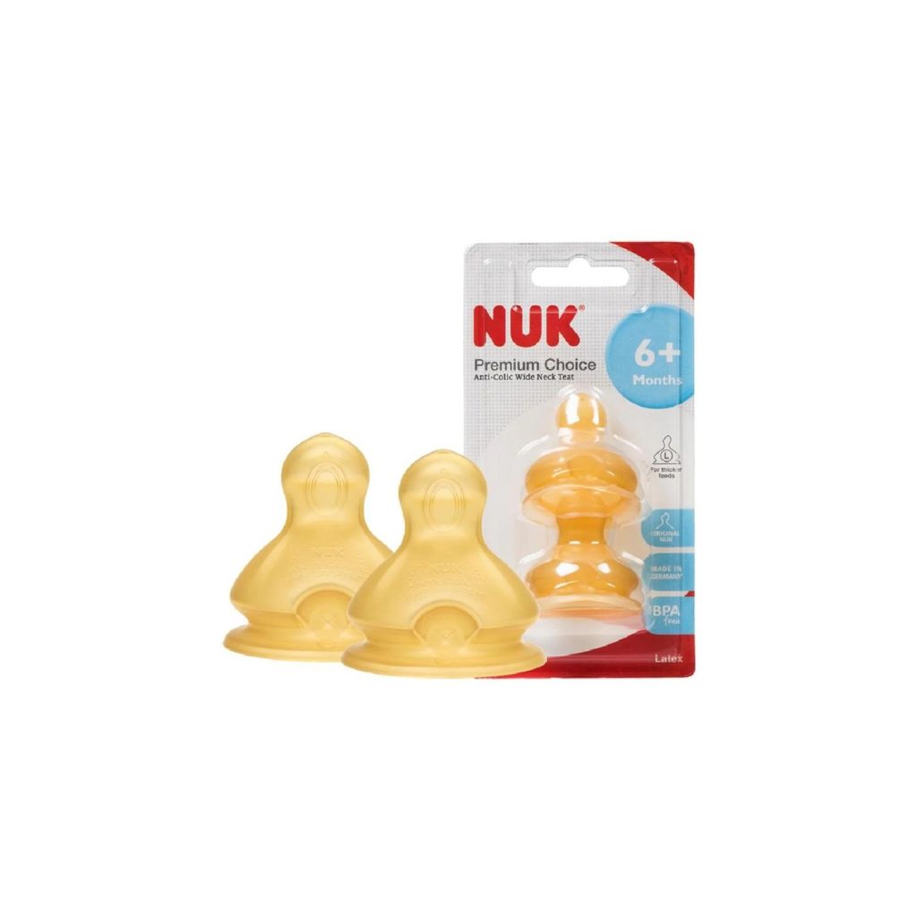 NUK Premium Choice Latex Teats Size 2 (6M+) - 2pcs/pack