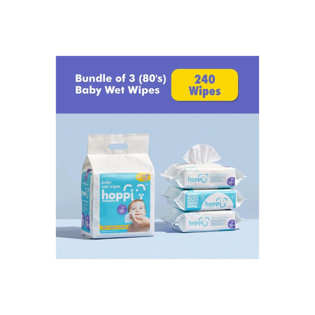 Hoppi Baby Wet Wipes [Bundle of 3] (3x80 wipes)