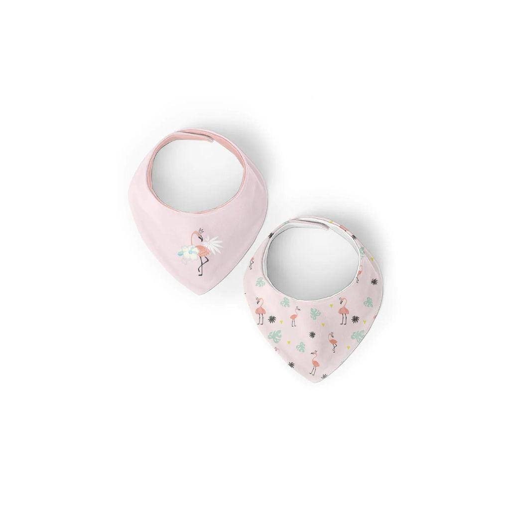 Kushies Bandana Bib 2 Pack - Flamingo