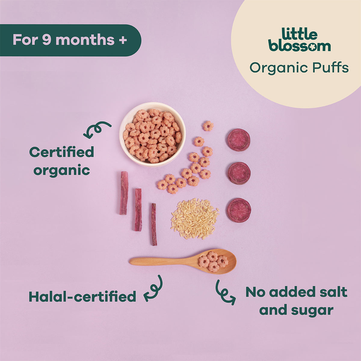 Little Blossom Organic Brown Rice Puffs | Sweet Potato