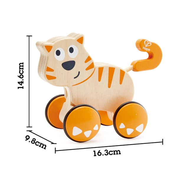 Hape Dante Wooden Push And Go Cat Toddler Toy
