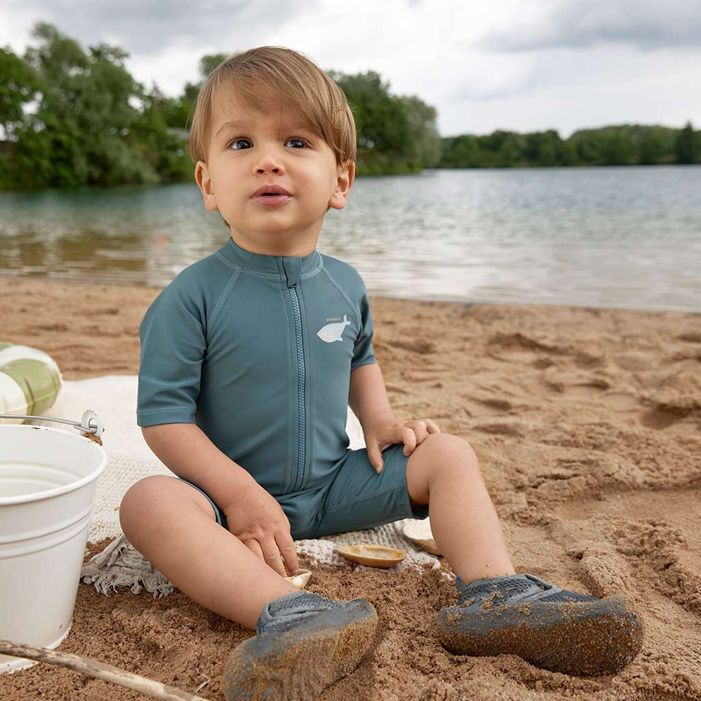 Lassig Short Sleeve Sunsuit - Whale Blue