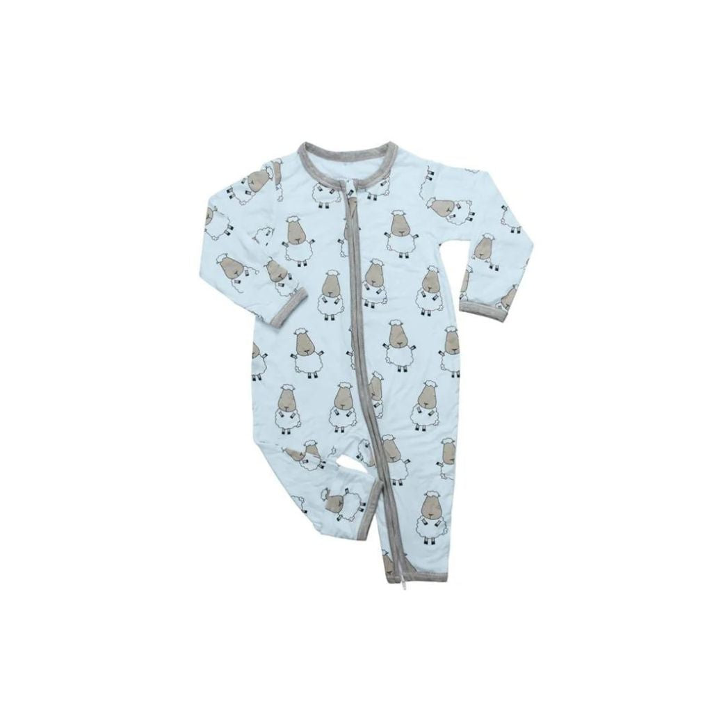 Baa Baa Sheepz Romper Zip Big Sheepz Blue with Grey Border