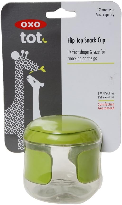 OXO Tot Flip-Top Snack Cup, Green (5Oz)