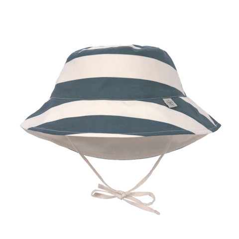 Lassig Sun Protection Bucket Hat, Block Stripes Milky Blue