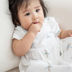 Motherswork x Le Petit Society Baby Girl Organic Dress in Dragonfly Print