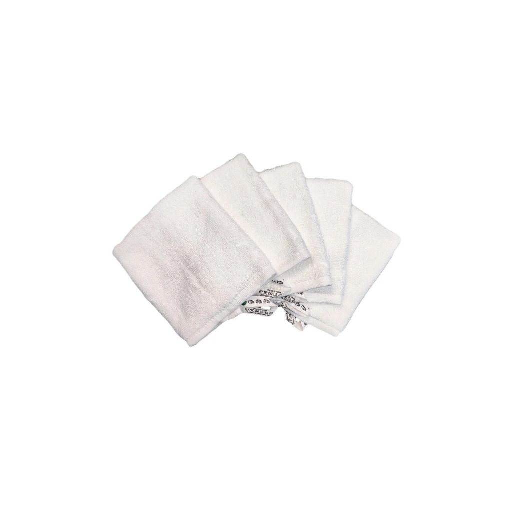 CrokCrokFrok Bamboo Wash Cloth White - Bundle of 5 Pieces