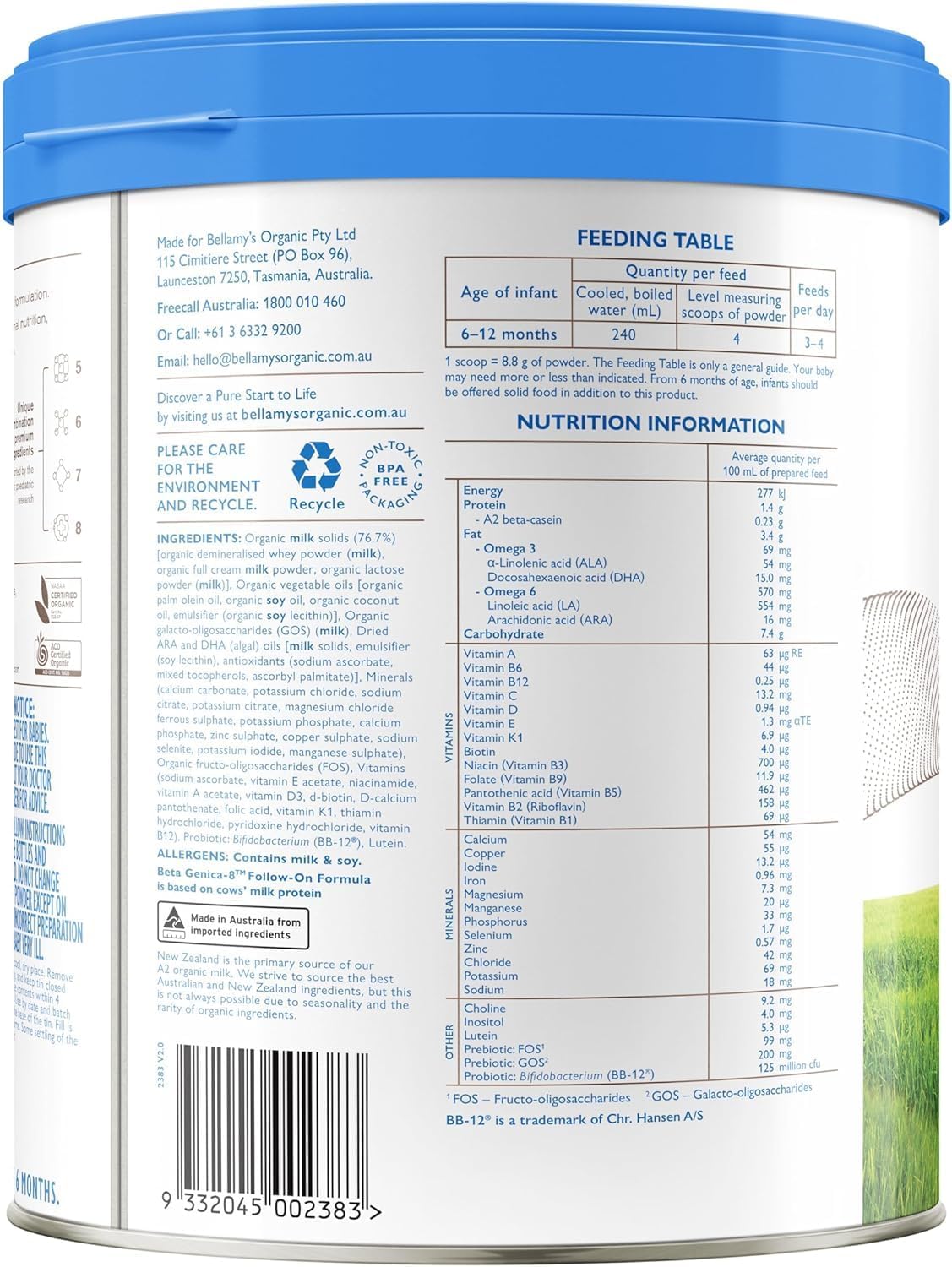 Bellamy's Organic Beta Genica-8™ Step 2 Follow-On Formula