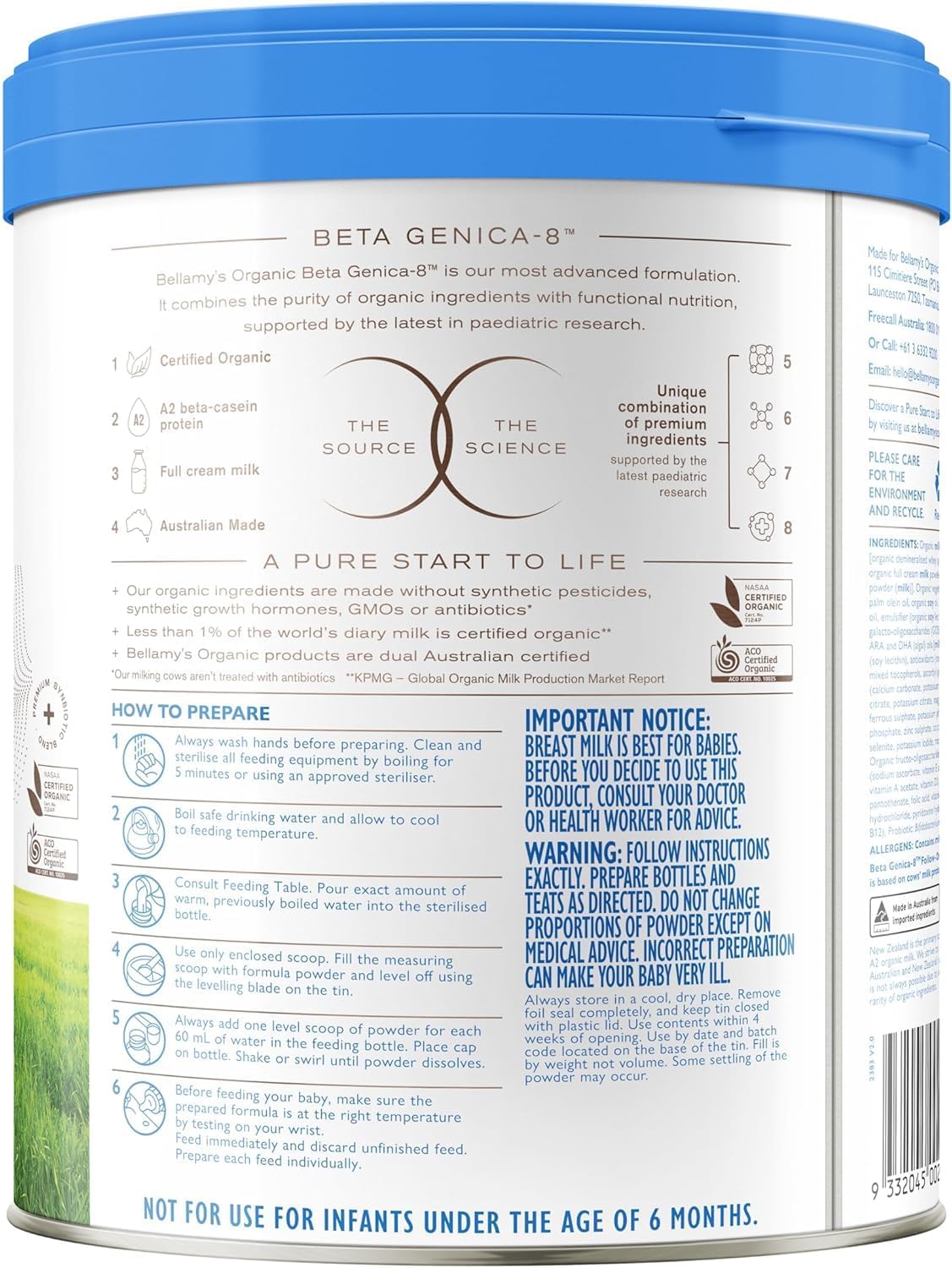 Bellamy's Organic Beta Genica-8™ Step 2 Follow-On Formula