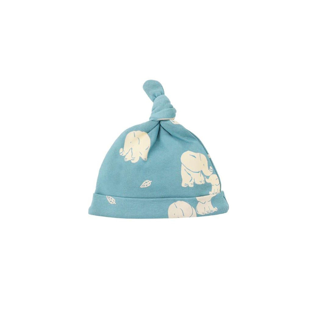 Motherswork x Le Petit Society Baby Organic Knotted Hat in Elephant Print