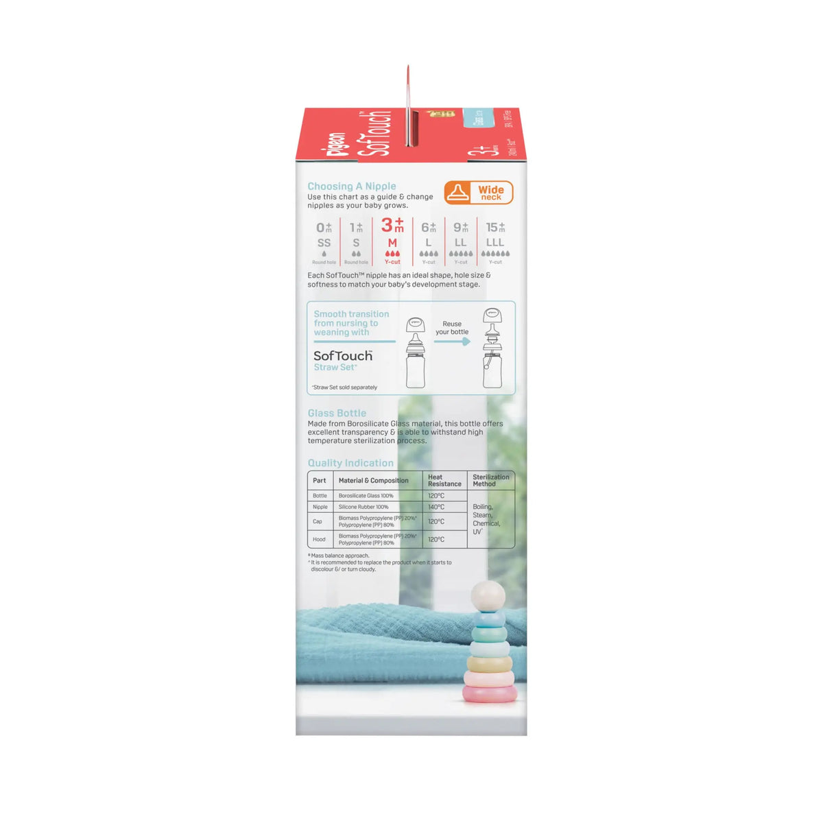 Pigeon SofTouch™ BPP Nursing Bottle Glass (Logo)