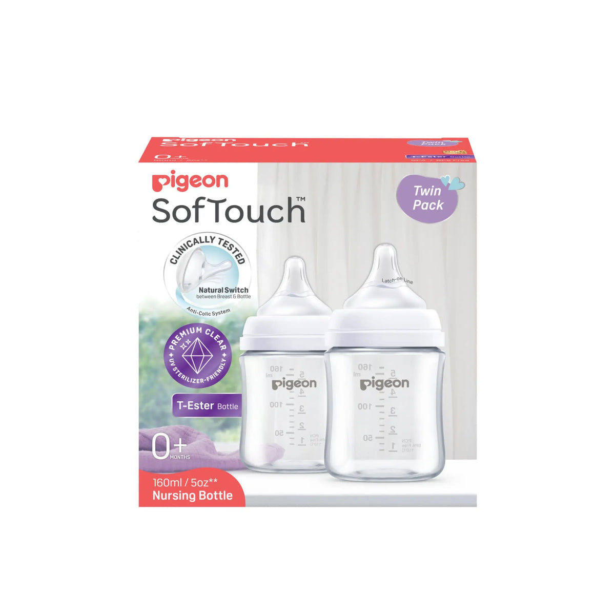 Pigeon SofTouch™ BPP Nursing Bottle T-Ester (Logo Twin Pack)