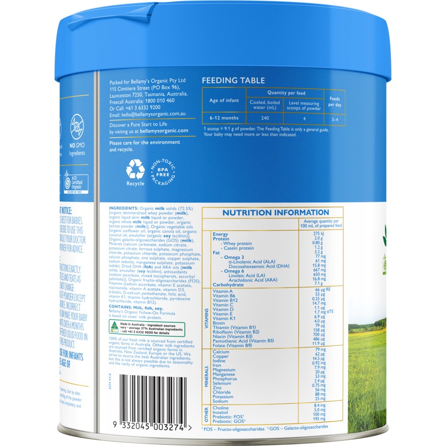 Bellamy's Organic Stage 2 Follow On Formula