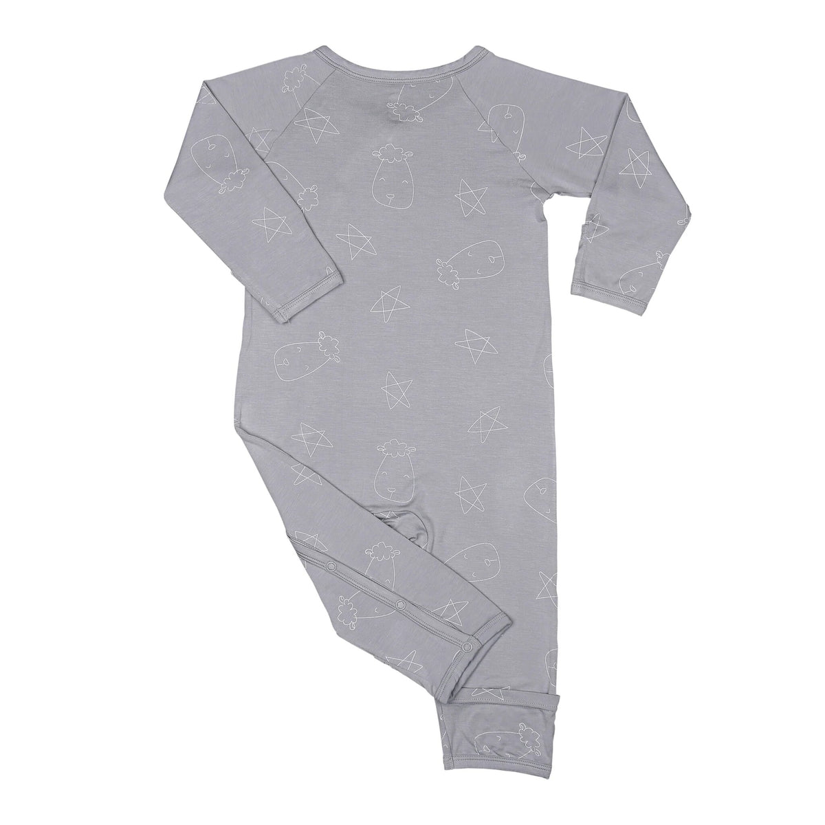 Baa Baa Sheepz Romper Side Snap Cute Big Star & Head - Grey