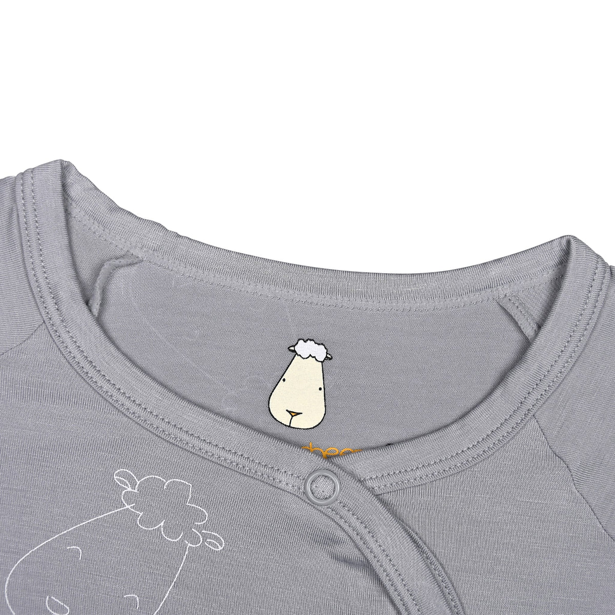 Baa Baa Sheepz Romper Side Snap Cute Big Star & Head - Grey