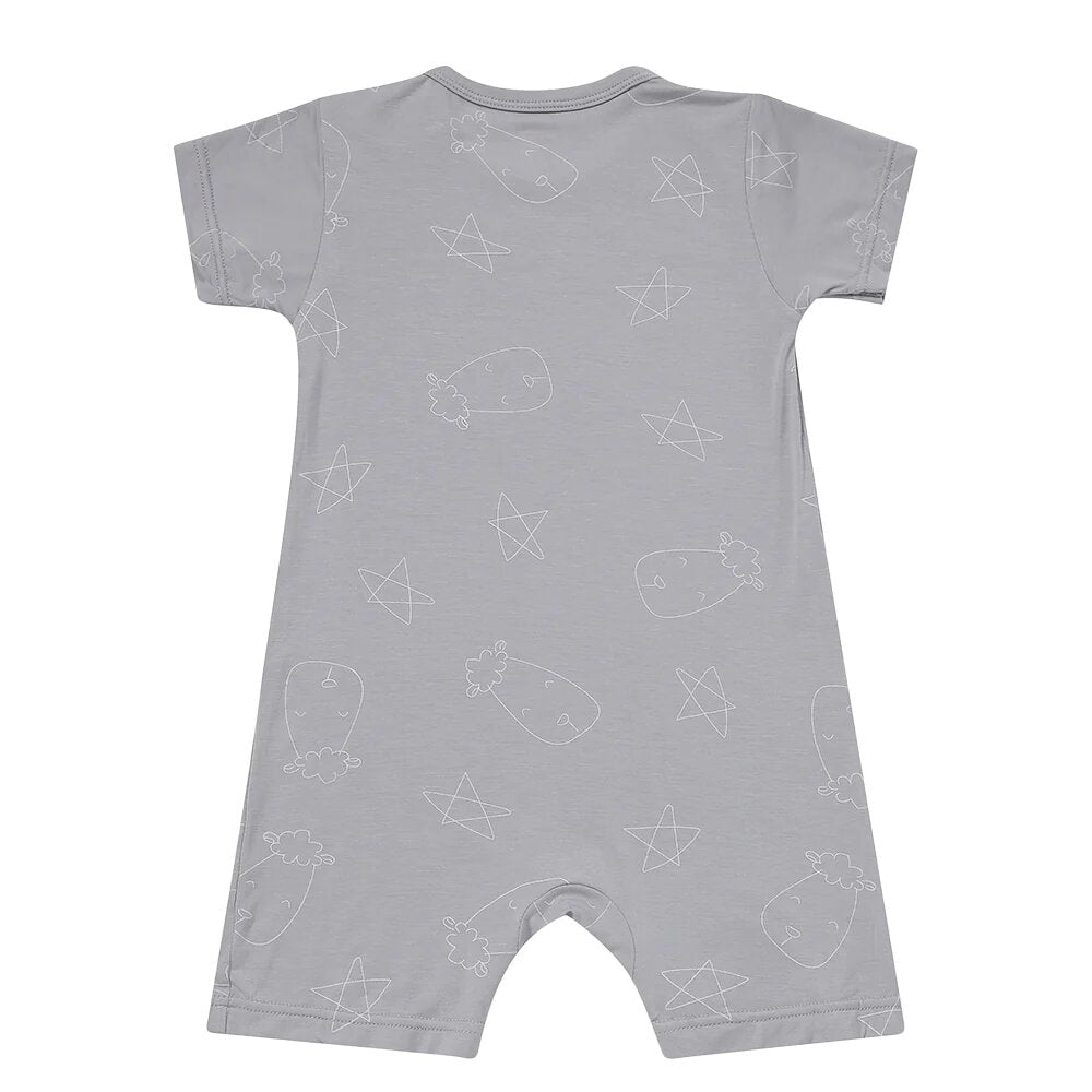 Baa Baa Sheepz Romper Short Sleeve Cute Big Star & Head - Grey