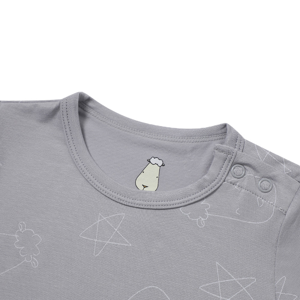 Baa Baa Sheepz Romper Short Sleeve Cute Big Star & Head - Grey