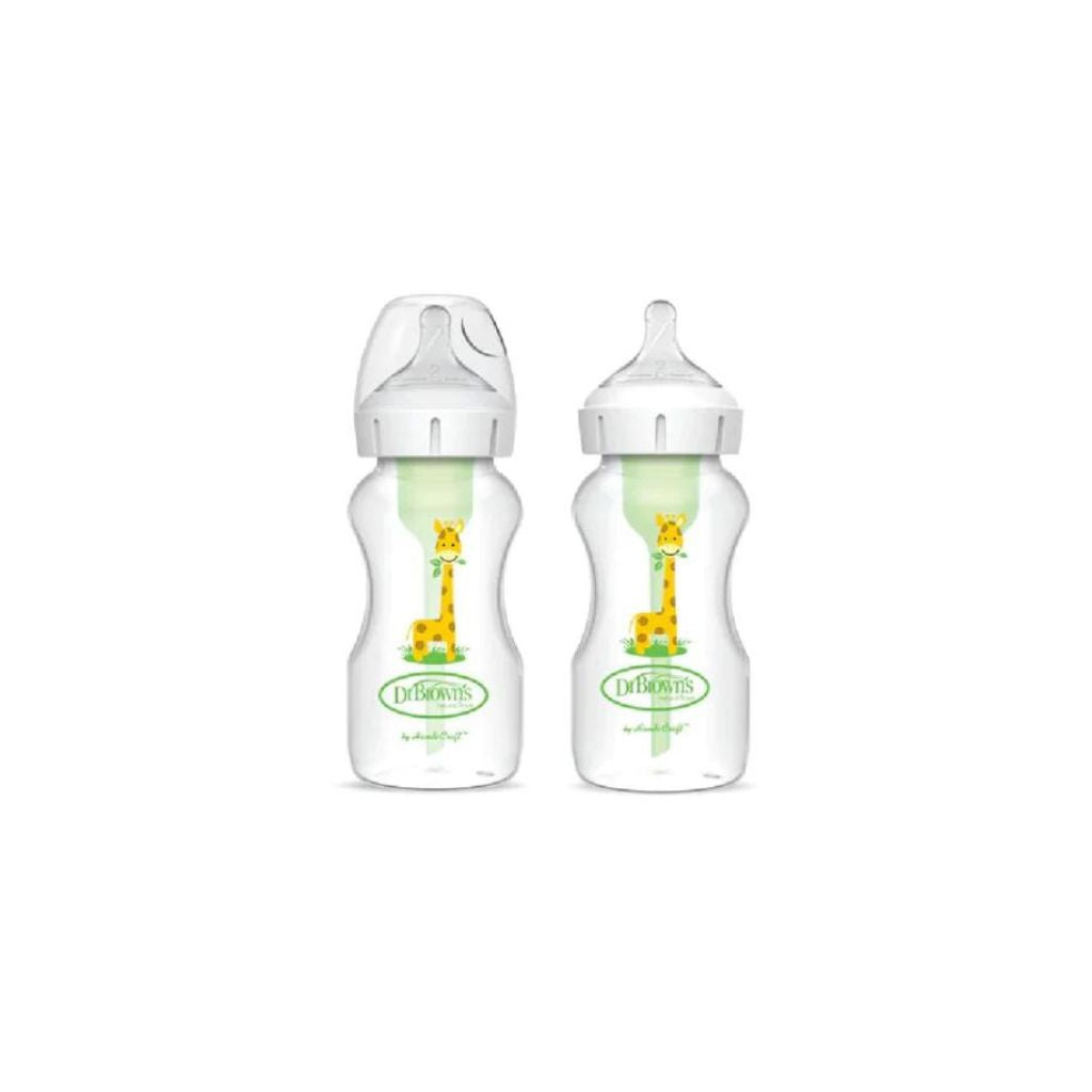 Dr. Brown’s™  9oz/270 mL Wide Neck Anti-Colic Options+ Baby Bottle (Giraffe) 2-pack