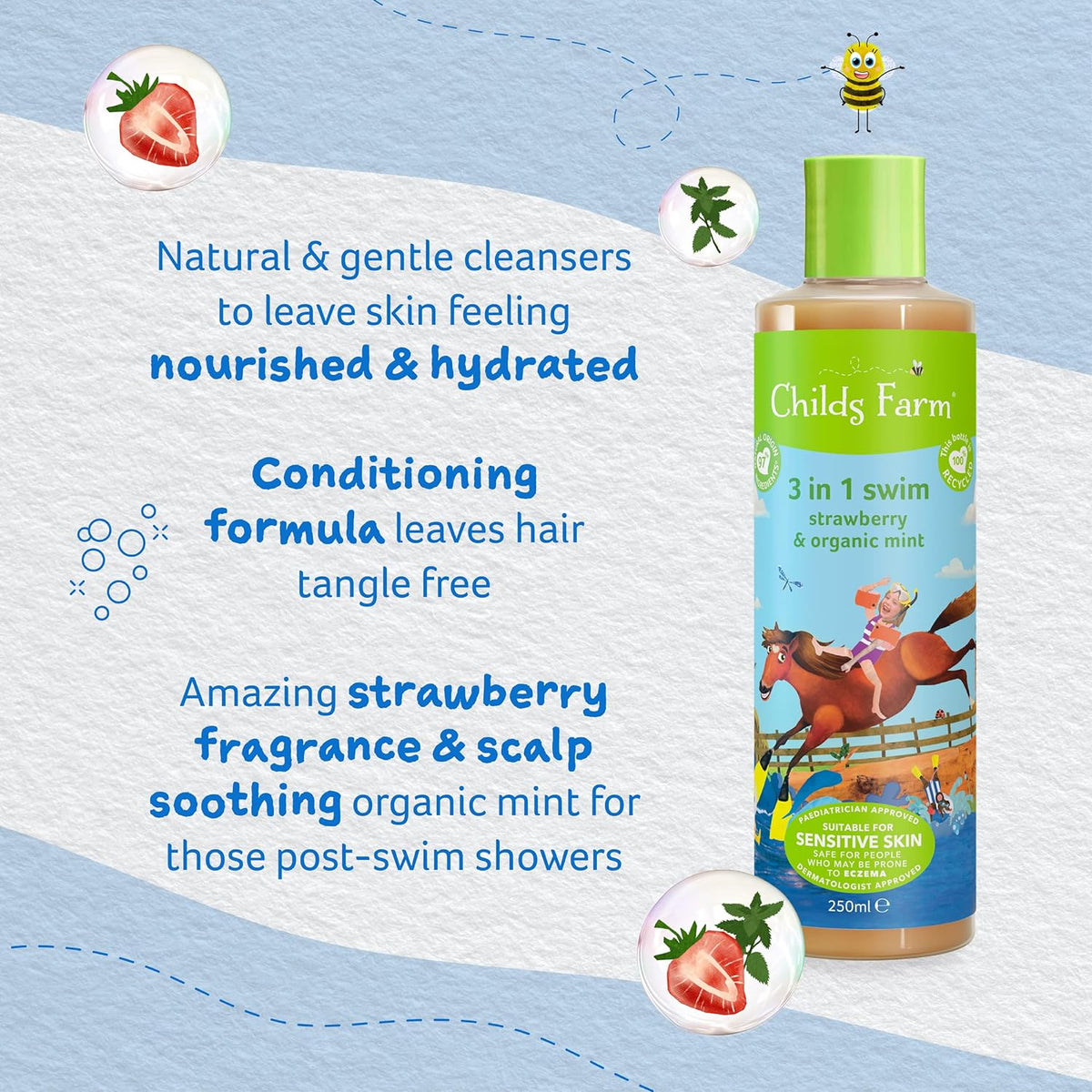 Childs Farm 3 in 1 Swim, Strawberry & Organic Mint 250ML