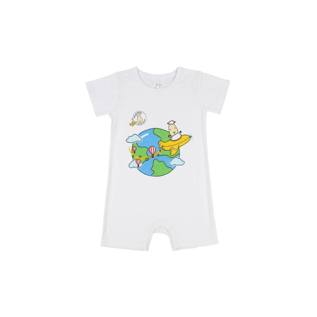 Baa Baa Sheepz Short Sleeve Romper Exclusive Travel with BaaBaa Globe Edition