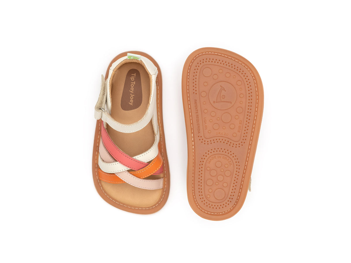 Tip Toey Joey Toddler Sandal Criss Cross - Tapioca/Tangerine/Coral Mat