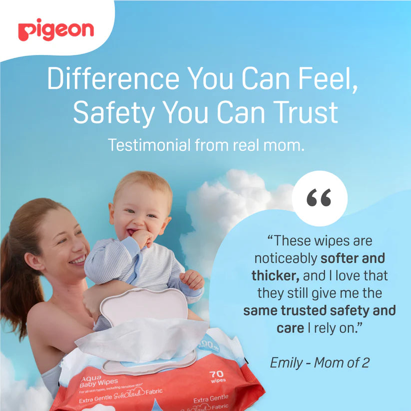 Pigeon Aqua Baby Wipes Hard Lid Cover (70 Wipes x 24)