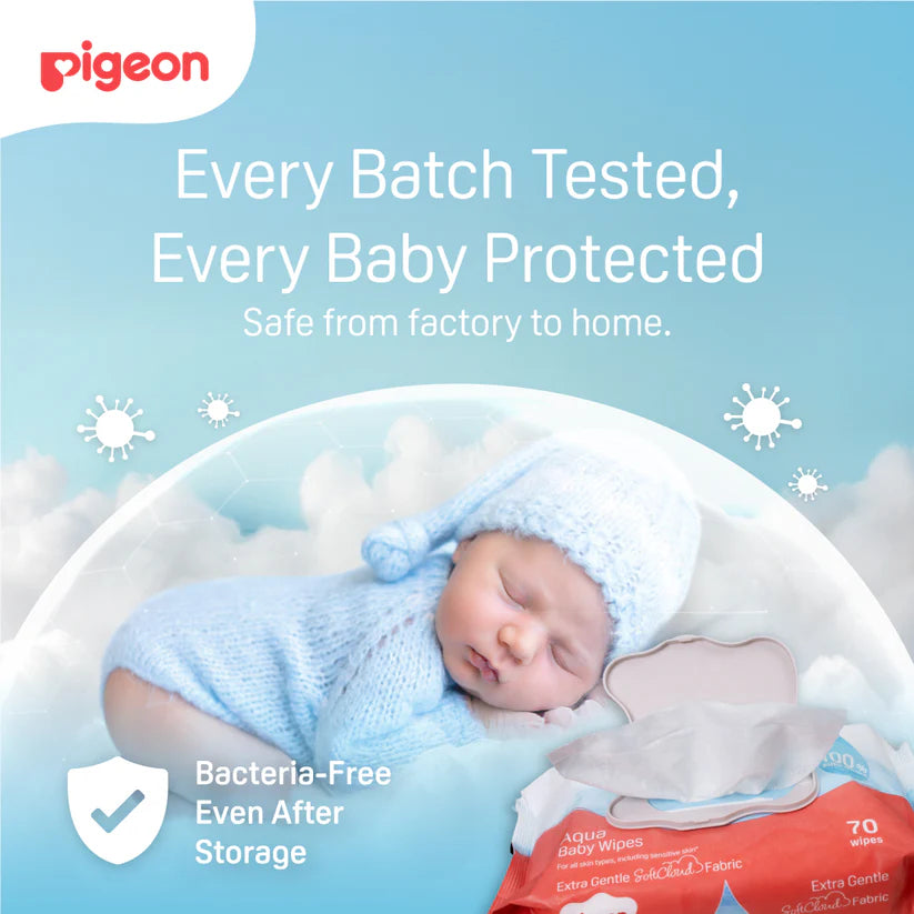Pigeon Aqua Baby Wipes Hard Lid Cover (70 Wipes x 3)