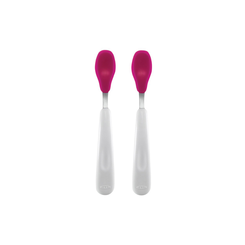 Oxo Tot Feeding Spoon Set with Soft Silicone Pink