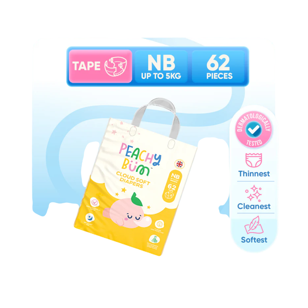 Peachy Bum Cloud Soft Tape Diapers (1 Pack)