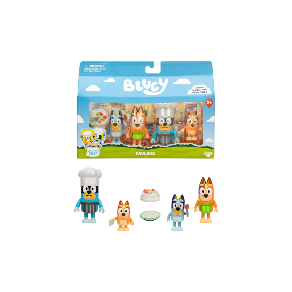 Bluey Let's Play Chef 4-Pack Toy Figure Playset
