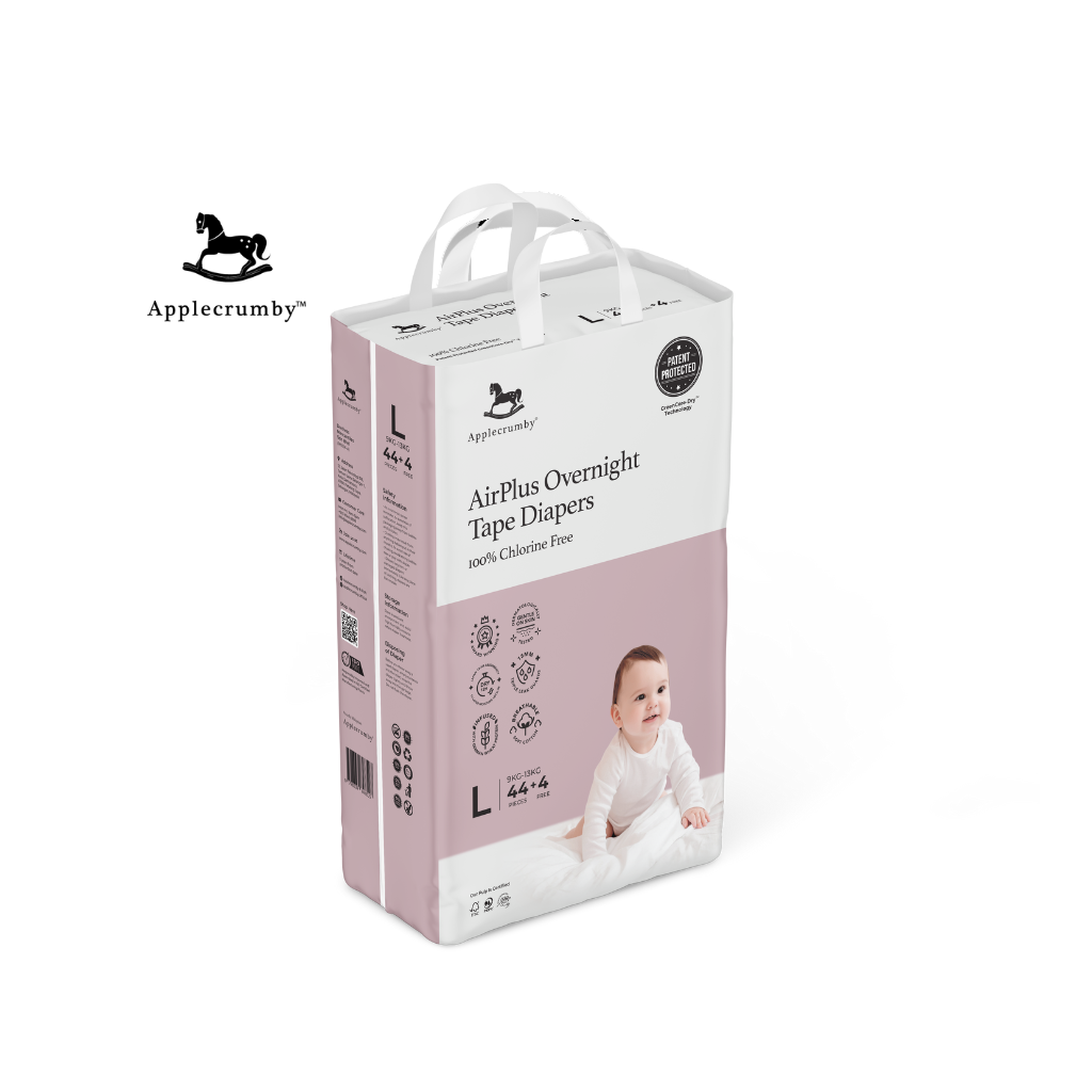 Applecrumby® Airplus Overnight Tape Night Diapers (Mega, 1 Carton)