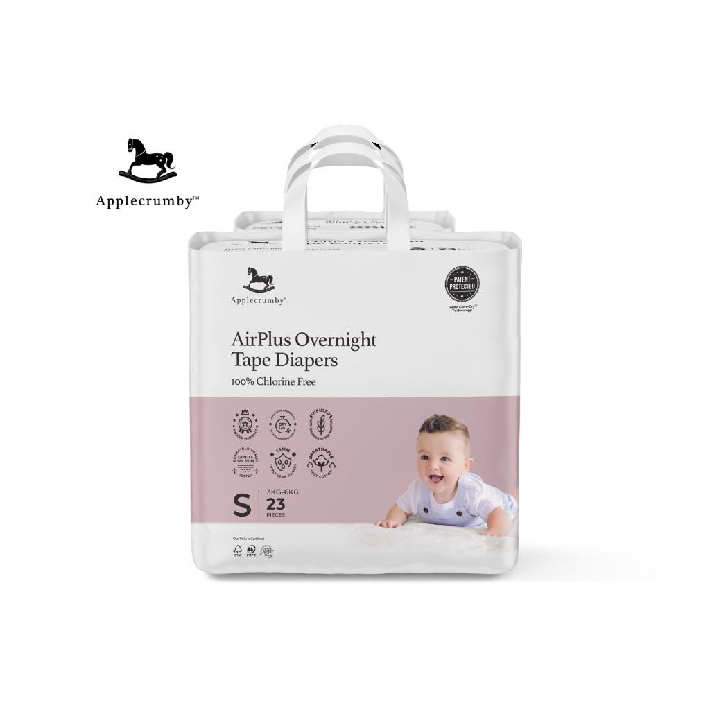 Applecrumby® Airplus Overnight Tape Night Diapers (Mini, 1 Carton)