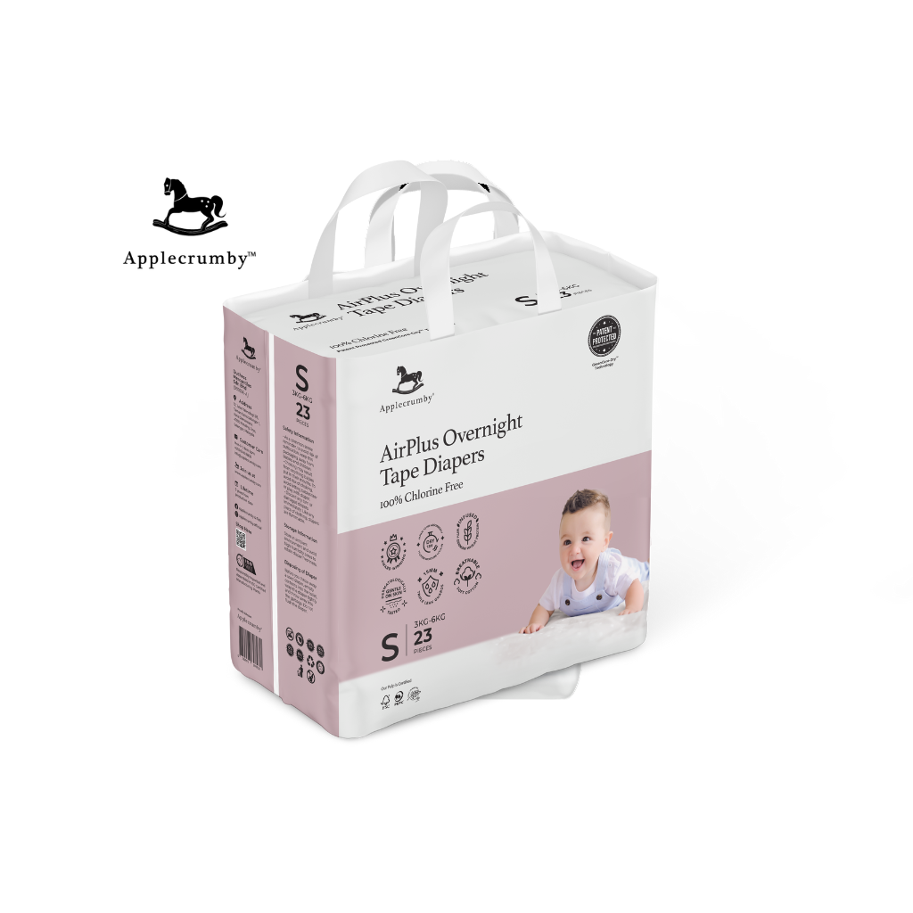 Applecrumby® Airplus Overnight Tape Night Diapers (Mini, 1 Carton)