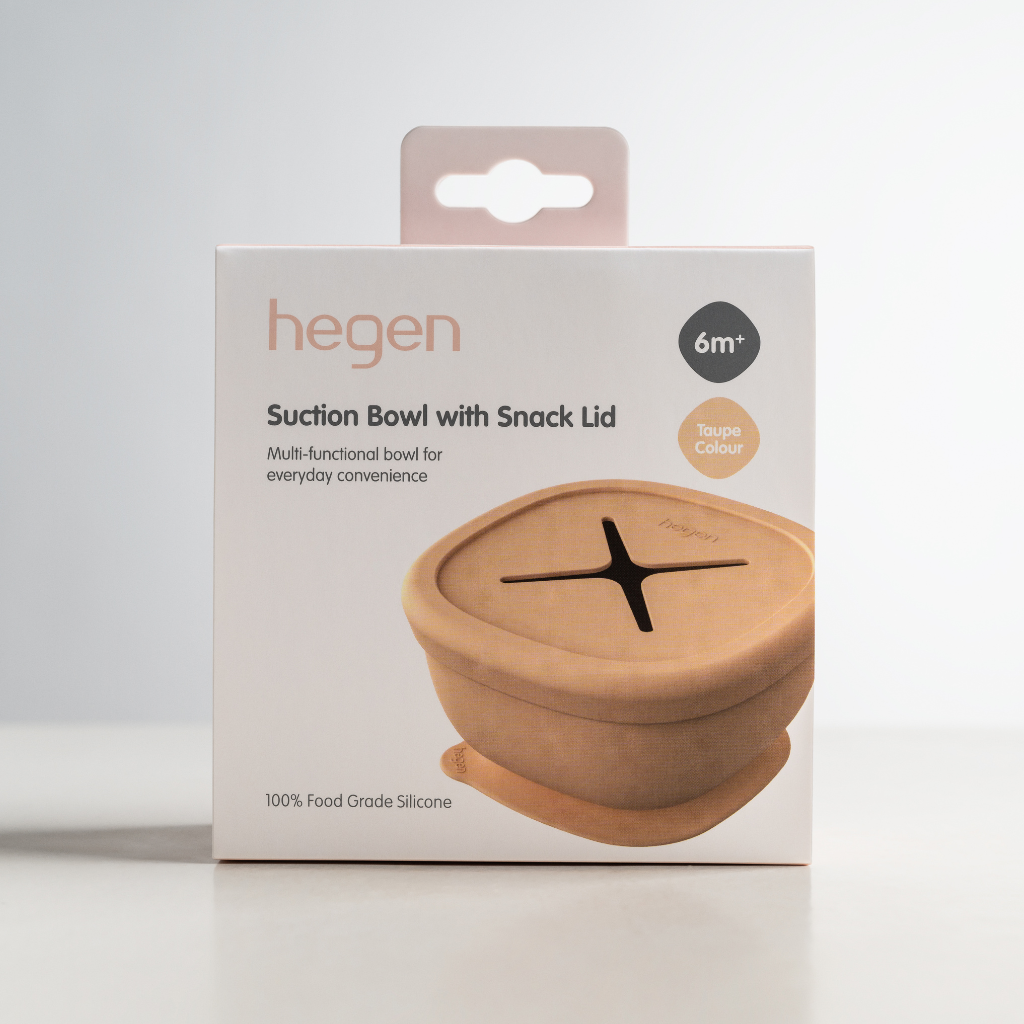 Hegen Suction Bowl with Snack Lid (Taupe)