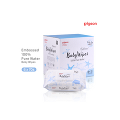 Pigeon Embossed Baby Wipes 100% Pure Water 70s 6 in 1