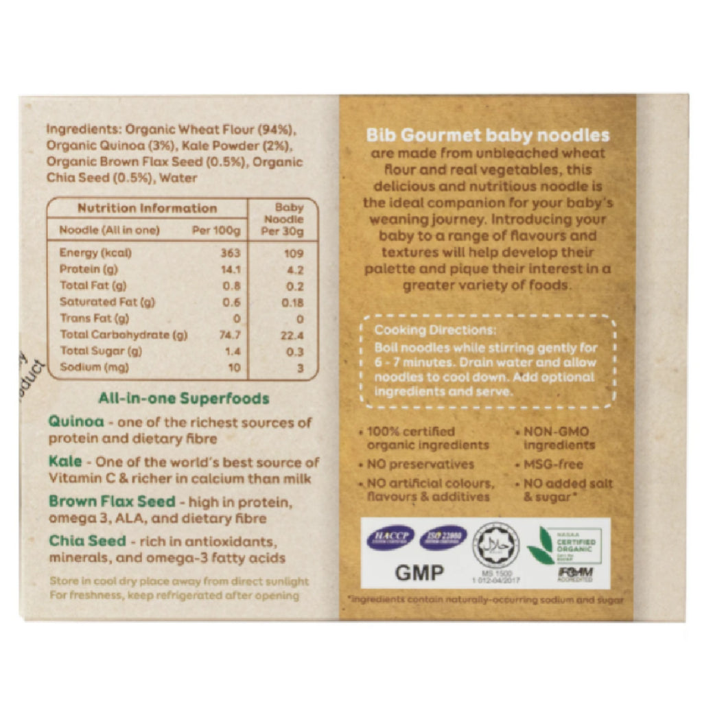 Bib Gourmet Organic Quinoa, Kale, Flaxseed & Chiaseed Noodle